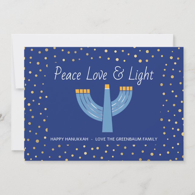 Einfache Blue and Gold Foil Hanukkah Card Einladung (Vorderseite)