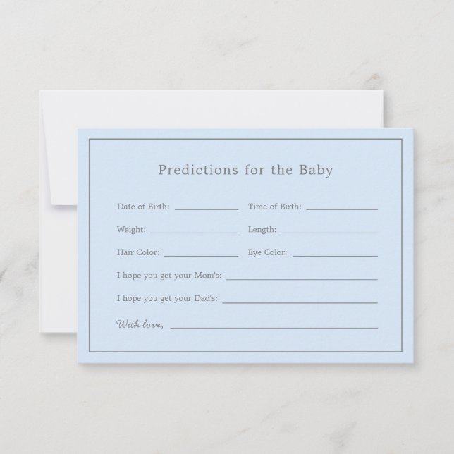 Einfache Blue Baby Shower Boy Baby Predictions Car (Vorderseite)