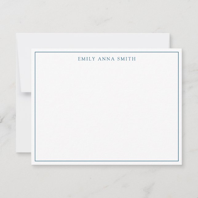 Einfache Blue Beruflich Border Note Card Mitteilungskarte (Vorderseite)