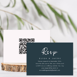 Einfache Blue Blush Wedding RSVP Skript QR Code