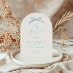 Einfache Blue Bow Boys Babydusche Einladung