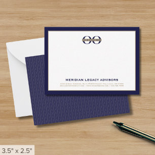 Einfache Blue Business Note Card mit Logo Mitteilungskarte