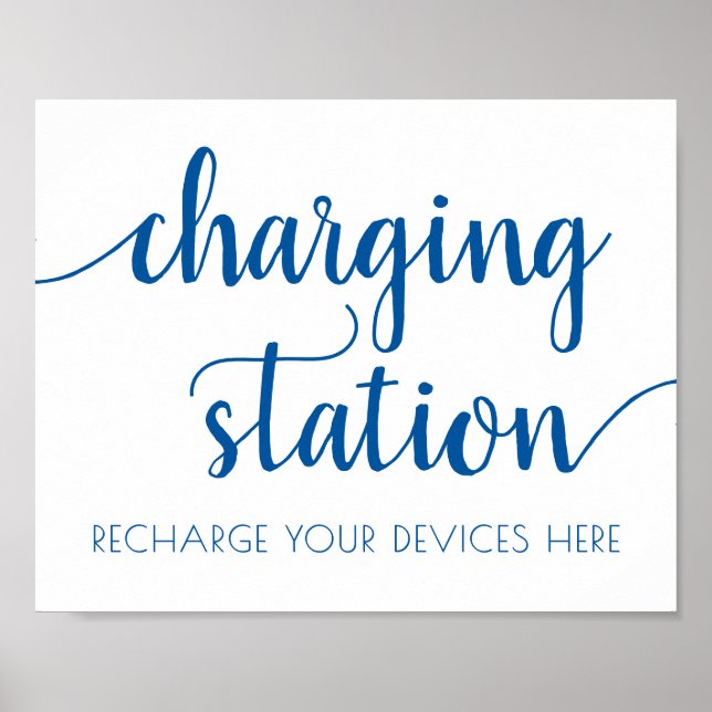 Einfache Blue Charging-Station | Cerulean Event Si Poster (Vorne)