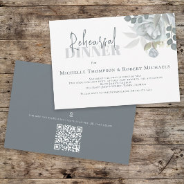 Einfache Blue Floral Probe Dinner QR-Karte Einladung