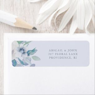 Einfache Blue Floral Wedding Rücksendeadresse Etik