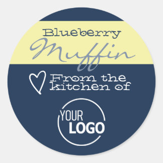 Einfache Blue Food Cake Cookies Labels Kalligrafie Runder Aufkleber