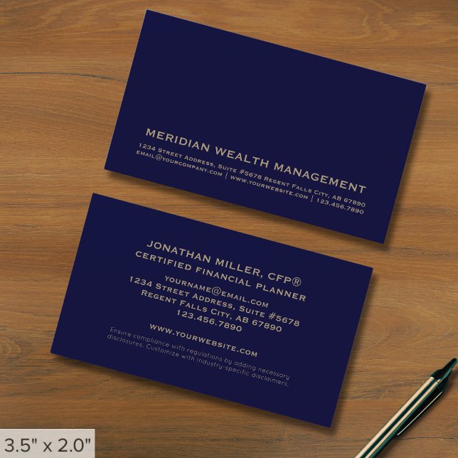 Einfache Blue/Gold Business Card Visitenkarte (Von Creator hochgeladen)