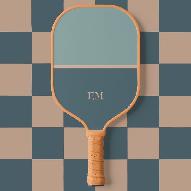 Einfache Blue Green Monogram Initials Pickleball Schläger (Von Creator hochgeladen)