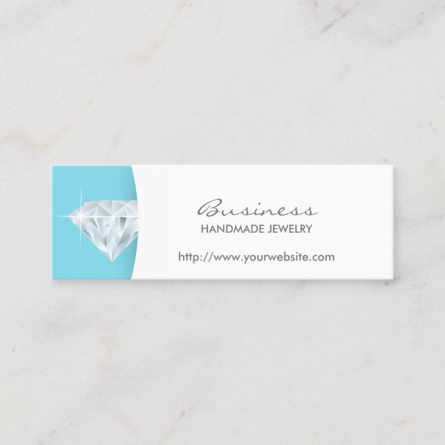 Einfache Blue Handmade Schmuck Business Card Mini Visitenkarte (Vorderseite)