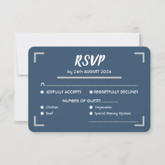 Einfache Blue Handwriting Script Hochzeit RSVP Karte