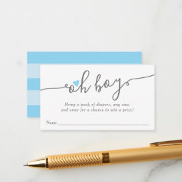 Einfache Blue Heart Boy Baby Dusche Windeln Raffel Begleitkarte