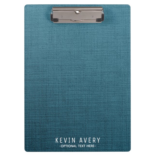 Einfache Blue Linen Textur Klemmbrett (Vorderseite)