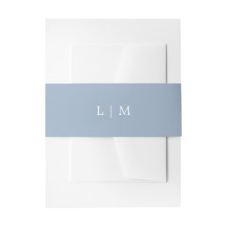 Einfache Blue Monogram Minimal Elegante Hochzeit Einladungsbanderole
