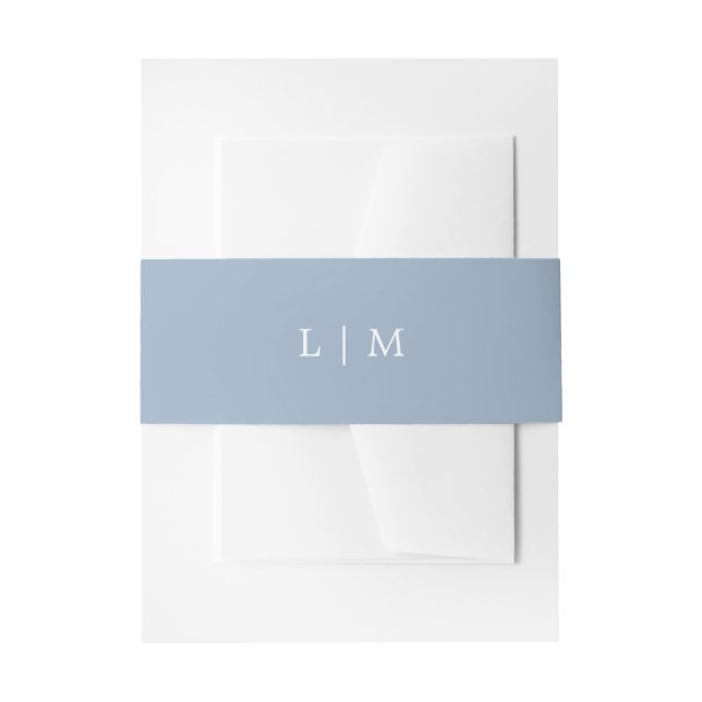 Einfache Blue Monogram Minimal Elegante Hochzeit Einladungsbanderole (Vorderseite Beispiel)
