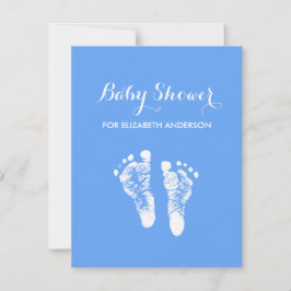 Einfache Blue Newborn Footprints Boy Baby Dusche Einladung