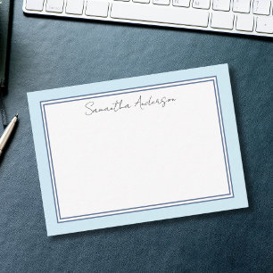 Einfache Blue Personalisiert Flat Note Card Mitteilungskarte