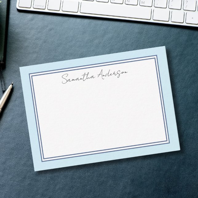 Einfache Blue Personalisiert Flat Note Card Mitteilungskarte (Von Creator hochgeladen)