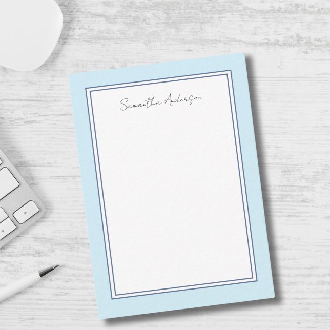 Einfache Blue Personalisiert Flat Note Card Mitteilungskarte (Von Creator hochgeladen)