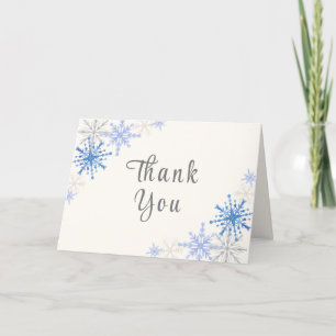 Einfache Blue Snowflakes Winter Baby Dusche Dankeskarte