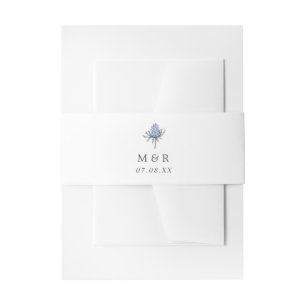 Einfache Blue Thistle Monogram Wedding Einladungsbanderole