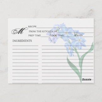 Einfache Blue vergiss-Me-Not-Blumenrezeptkarten Postkarte