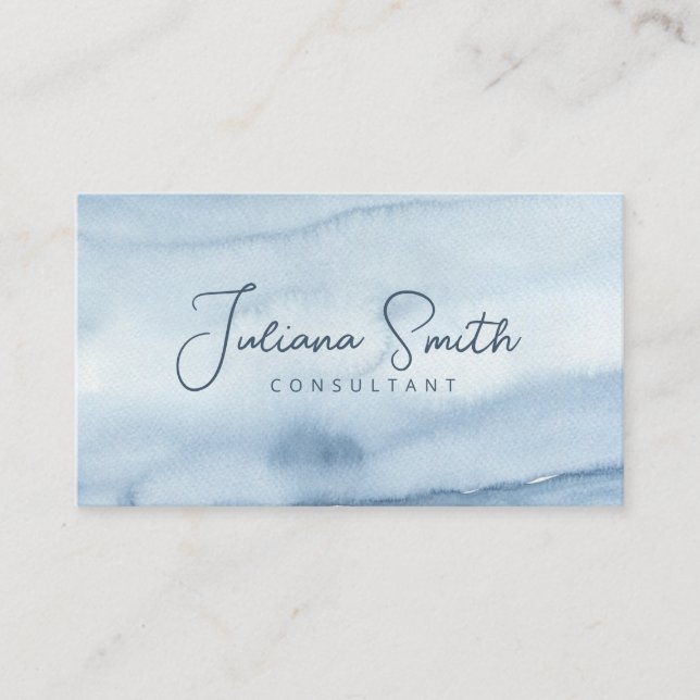 Einfache Blue Watercolor Business Card Visitenkarte (Vorderseite)