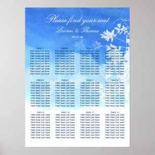 Einfache Blue Watercolor Hochzeitstabelle Poster