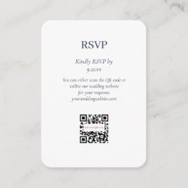Einfache Blue White Wedding RSVP QR Code Begleitkarte