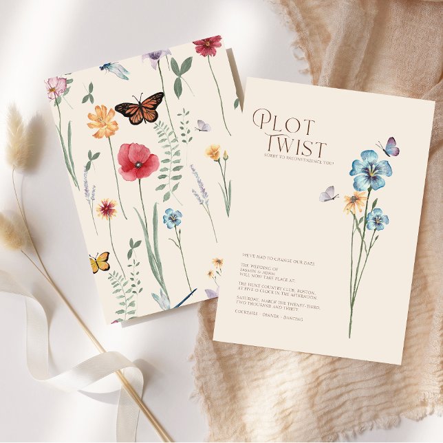 Einfache Blue Wildblume Plot Drehung Hochzeit Save The Date (Simple Blue Wildflower Plot Twist Wedding Save The Date)