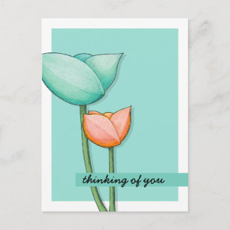 Einfache Blume aquamarin orange Postkarte