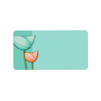 Einfache Blume aquamarin orangefarbenes Adressetik Adressaufkleber