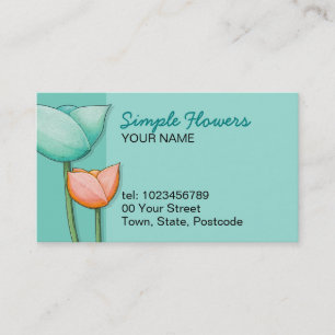 Einfache Blume aquamarine Orangenkarte Visitenkarte
