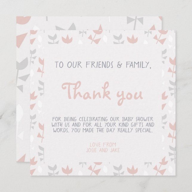 Einfache Blume Babydusche Soft Pastellfarben Einladung (Vorne/Hinten)