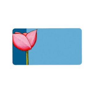 Einfache Blume, blaues Adressetikett
