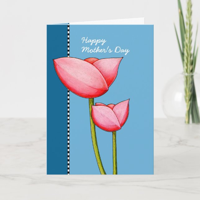 Einfache Blume Blue Day Card Karte (Vorderseite)