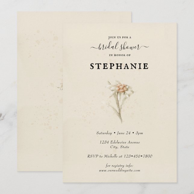 Einfache Blume Bridal Dusche Einladung (Vorne/Hinten)