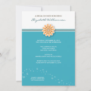 Einfache Blume Bridal Dusche Einladung (Aqua)