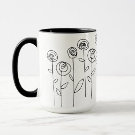 Einfache Blume, die Schwarz und Weiß Zeichne Tasse