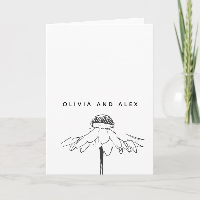Einfache Blume in Schwarz und Weiß Zeichnend Karte (Vorderseite)
