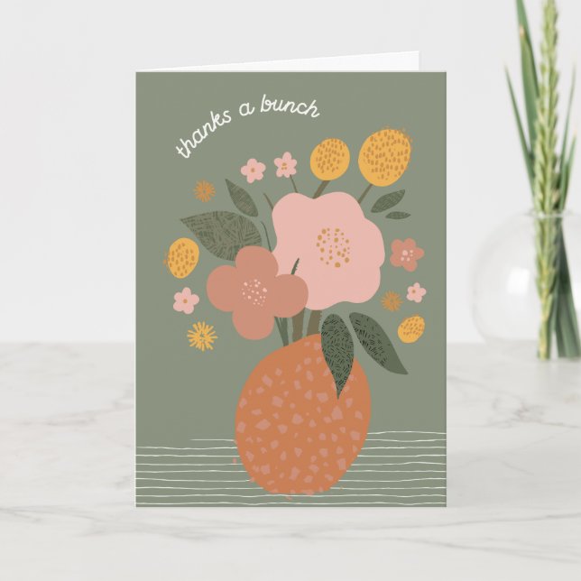 Einfache Blume in Vase Vielen Dank Grußkarte Karte (Vorderseite)