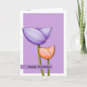 Einfache Blume lila orange 2 Geburtstagskarte Karte