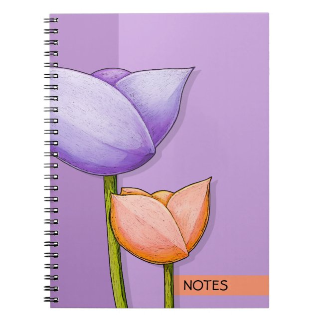 Einfache Blume lila orangefarbenes Notebook Notizblock (Vorderseite)