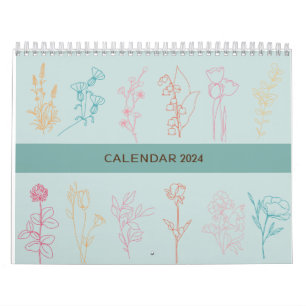 EINFACHE BLUME LINIE ART DESIGN RETRO BIBLE VERS KALENDER