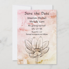 Einfache Blume Lotus | Rosa Goldmarmor Bkg Hochzei Save The Date