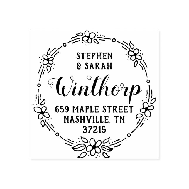 Einfache Blume Niedliche Adresse Gummistempel (Prägung)