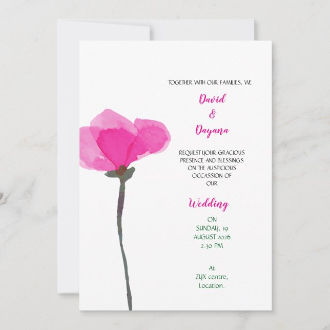 Einfache Blume Save The Date (Vorderseite)