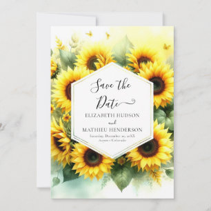 Einfache Blume Sonnenblumenhochzeit Save The Date