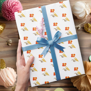 Einfache Blume Zeichnung Rosa Muster Mädchen Gebur Geschenkpapier