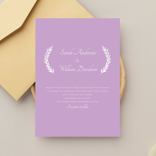 Einfache Blumen Elegante Lavender Wedding Einladung (Von Creator hochgeladen)