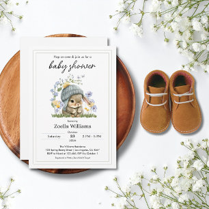 Einfache Blumen-Hasen-Baby-Shower-Einladung Einladung